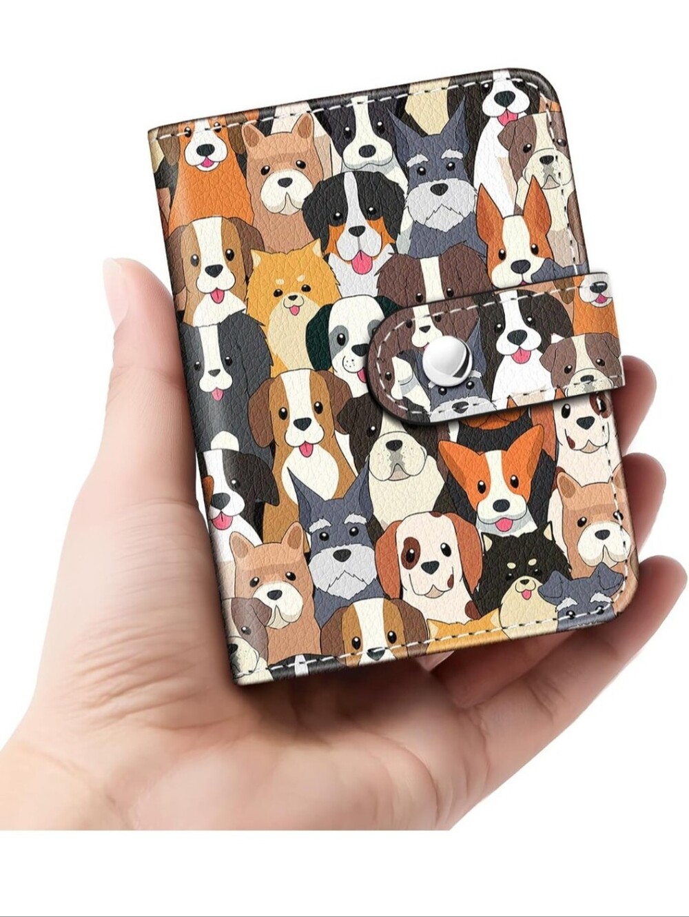 Cute Dogs Pattern Card Wallet - Brown Multi
